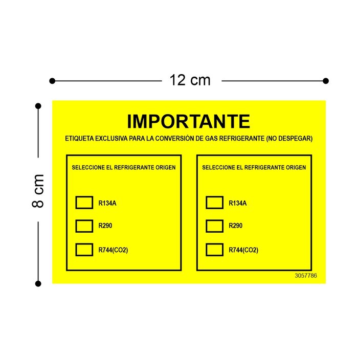 ETIQUETA CONVERSION DE GAS REFRIGERANTE
