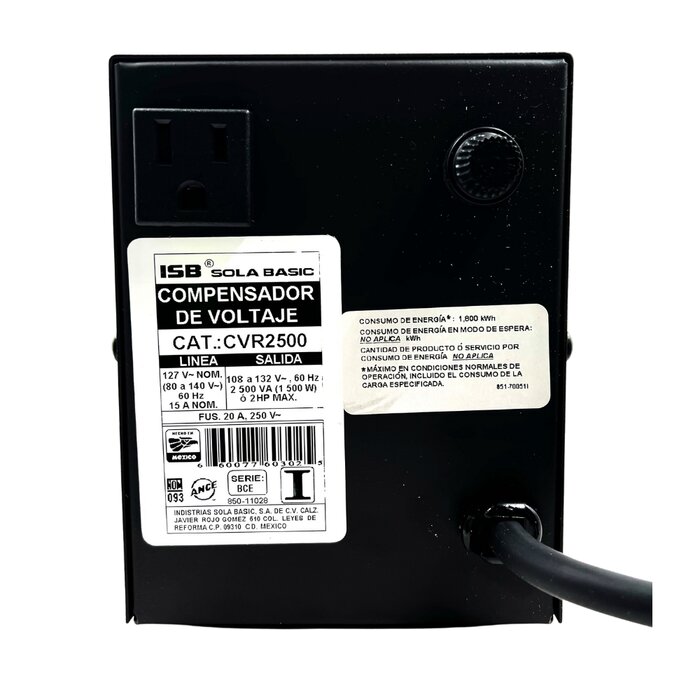 REGULADOR CVR2500 115/140V13A SOLA BASIC
