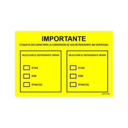 ETIQUETA CONVERSION DE GAS REFRIGERANTE