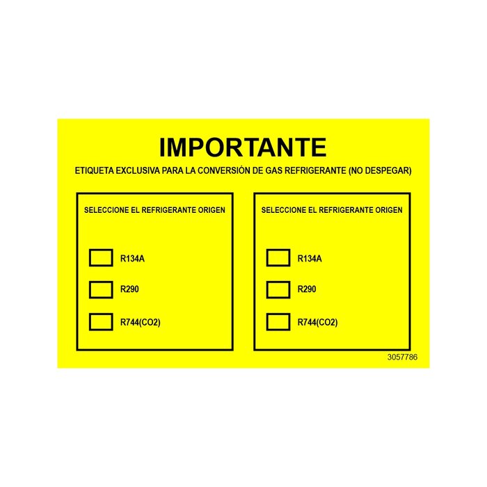 ETIQUETA CONVERSION DE GAS REFRIGERANTE